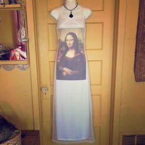 Vintage 90’s Mona Lisa white mesh maxi dress Sz M